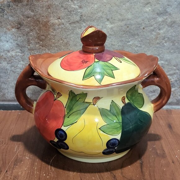 Serving Bowl With Lid Handles Fruit Design Soup Tureen Casserole Dish - Picture 4 of 12